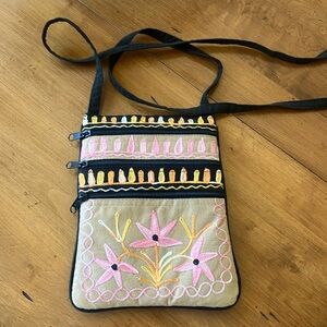 NWOT Handmade Embroidered Crossbody Bag